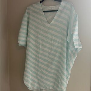 Seaside Stripe V-Neck pajama - Light Aqua/White